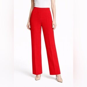 St John Red Santana Knit Pants Size 4 Classic Straight Leg Career Luxury Preppy